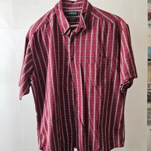 Dockers Recode Men's Short-sleeve burgundy plaid shirt - Size L